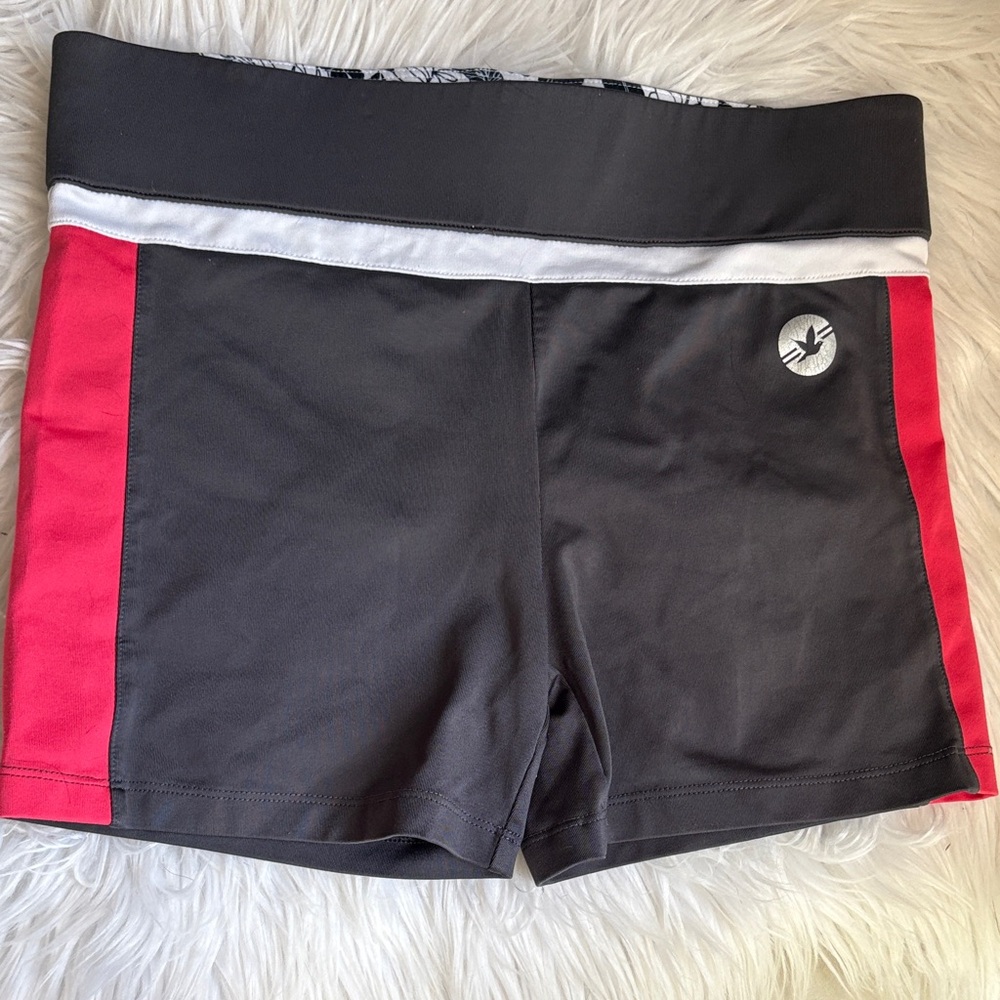 Women's Gray and Red Athletic Shorts